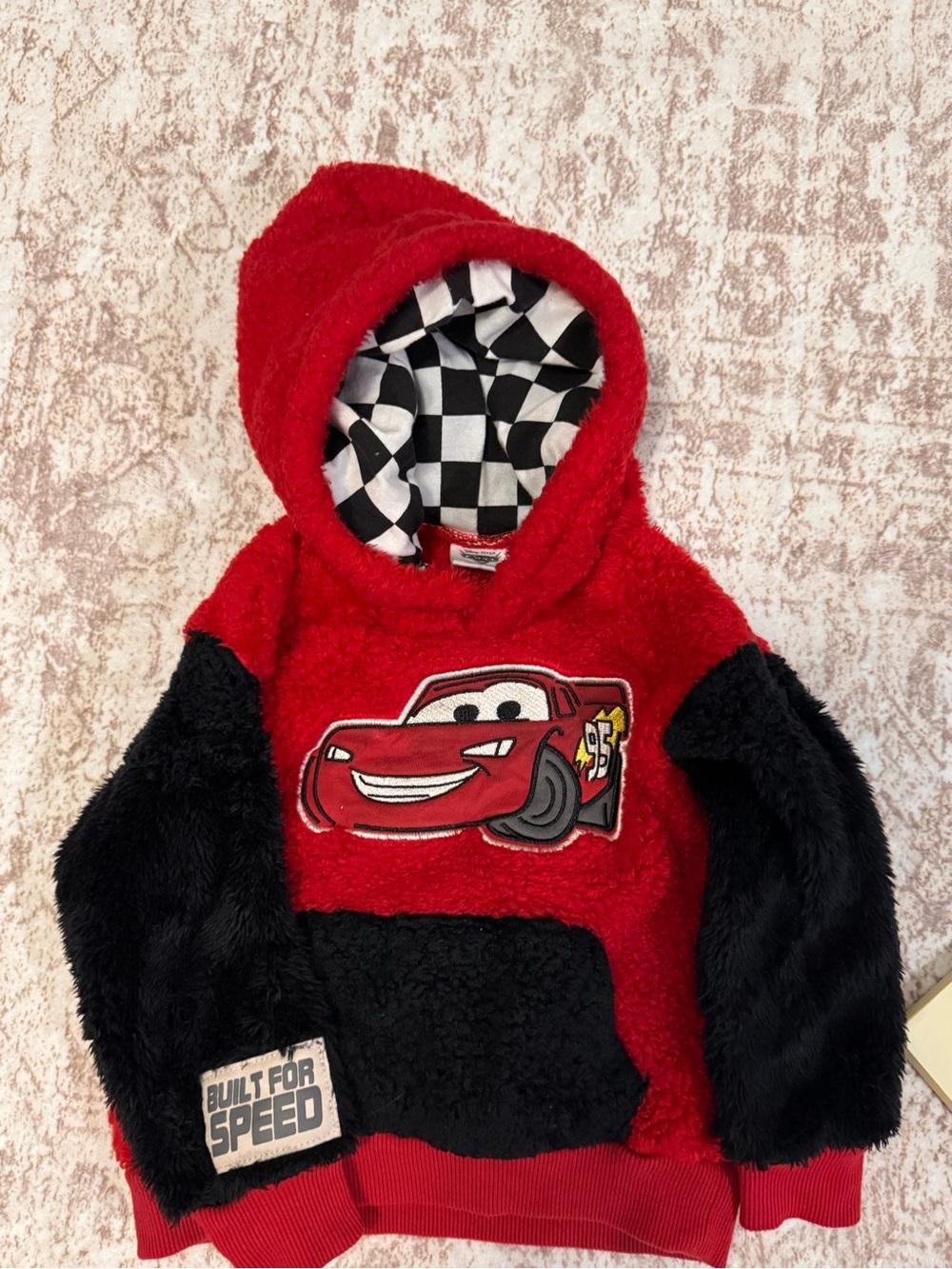 Disney Red Lightning McQueen Plush Pullover with Checkered Hood